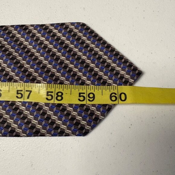Stafford Executive Silk Tie Blue Gray Geometric Mens Necktie Italy Office Formal - Picture 8 of 8